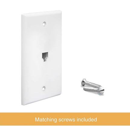 Enerlites 6631-W RJ11 Telephone Jack Wall Plate by 1-Gang, Standard Size, White, 6-Position 6-Conductor, Single Port 2-Line Support