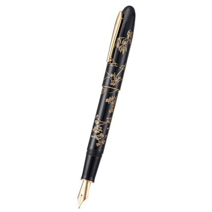 HONG DIAN N23 Black Rabbit Fountain Pen, Iridium Extra Fine Nib Gold Trim, New Year Lucky Rabbit Carving Design, Smooth Writing Pen with Converter and Metal Pen Box Set