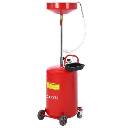 Garvee 20 Gallon Waste Oil Drain Tank, Portable Oil Drain Container, Air Operated Drainer, Fluid Fuel Transfer Drainage, Adjustable Funnel Height with Wheel &15'' Premium Bowl and a Toolbox