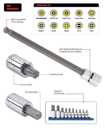Gearwrench 3/8-inch and 1/2-inch Drive Extra Long Triple Square Bit Metric Socket Set 4-Pieces