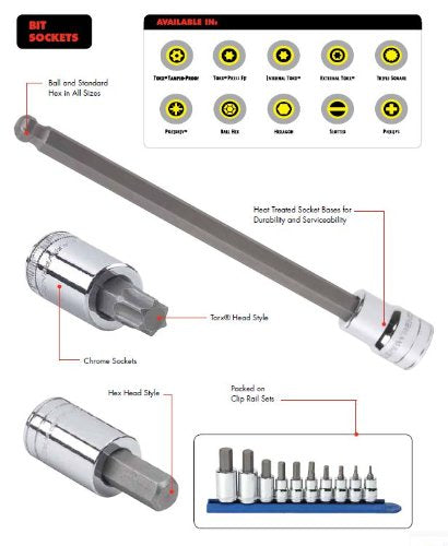 Gearwrench 3/8-inch and 1/2-inch Drive Extra Long Triple Square Bit Metric Socket Set 4-Pieces