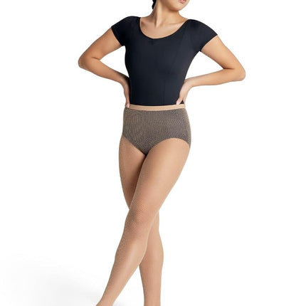 Capezio Women's Studio Basics Fishnet Seamless Tight,Caramel,Small/Medium