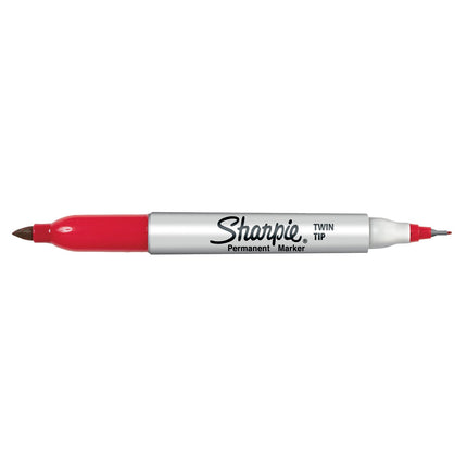 Marcadores permanentes de doble punta Sharpie | Puntas finas y ultrafinas | Rojo | 12 unidades