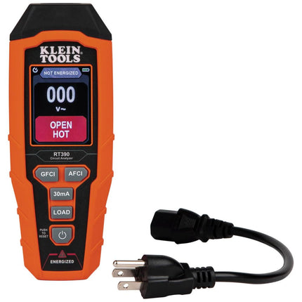 Klein Tools RT390 Circuit Analyzer with Large LCD, Identifies Wiring Faults, GFCI and AFCI Tester, Voltage Drop, Displays Trip Time, Orange