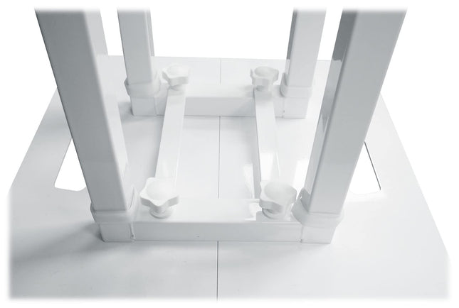 Soporte Tótem Plegable Portátil Rockville RTP-GO para DJ, Capacidad 132 lbs, Altura Ajustable 39-70 pulgadas, Faldas Negras/Blancas, Bolsa de Transporte, Gestión de Cables, para DJs Móviles e Iluminación de Eventos