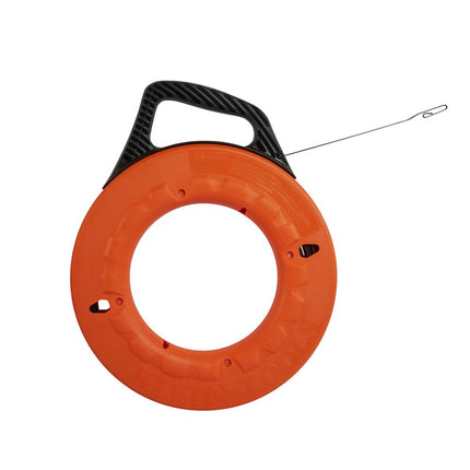 Fish Tape, 38 m, Great for Long Runs and Heavy Duty Wire Pulls, Laser Etched for Conduit Measuring Klein Tools 56003, Orange