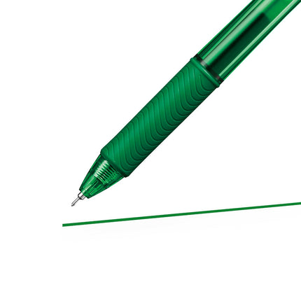 Pentel Bolígrafo retráctil de gel líquido EnerGel-X de 0,5 mm con punta de aguja y tinta verde, caja de 12 (BLN105-D)