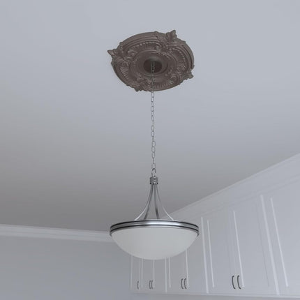 Ekena Millwork CMP16ATGLG Attica Thermoformed PVC Ceiling Medallion (Fits Canopies up to 5 5/8"), 16"OD x 3 1/2"ID x 1"P, UltraCover Satin London Grey