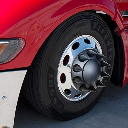 United Pacific 10341 Axle Hub Cover, Front, Matte Black, Dome, with 33mm Spike Thread-On Nut Cover