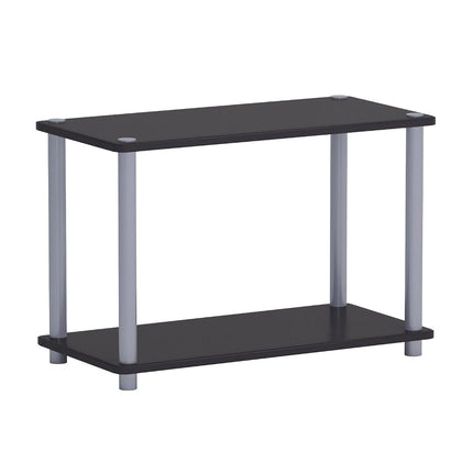 Furinno 11250-SET-BK Turn-N-Tube 2-Tier Shelves/End Tables Set, Black/Grey, 2 Pcs Set