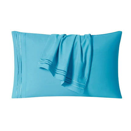 Clara Clark Bed Sheets, Premier 1800 Series 4 Piece Bed Sheet Set, Deep Pocket, Wrinkle, Fade, Stain Resistant, Luxury Soft Bedding Sheets & Pillowcases, Split King, Beach Blue