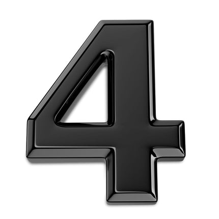 DNA Motoring EM-L-LETTER-4-BK Black Number Metal Decal Emblem Badge Sticker for Auto Car Truck Motorcycle Logo - 4