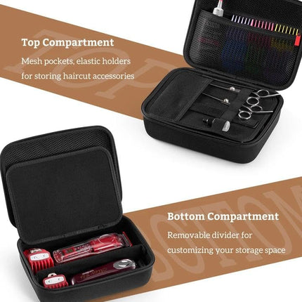 ProCase Hard Travel Case for Hair Clippers, Hair Cutting Barber Supplies Holder, Trimmer Organizer Storage Bag for Hatteker/Oneisal/Wahl 5Star/Andis Men Razor Guard Grooming Kits -Black
