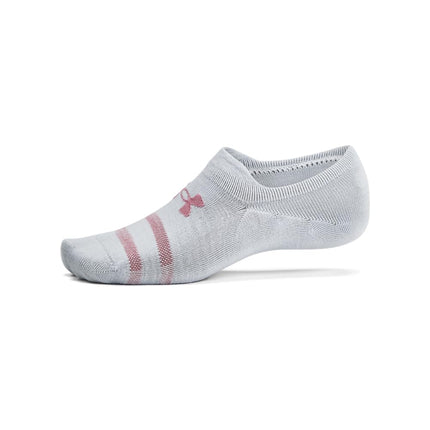 Under Armour Unisex's Essential Ultra Low Tab Socks 6 Pack, (015) Halo Gray/Halo Gray/Pink Elixir, XL (Pack of 12)