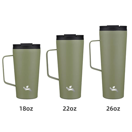 Konokyo Insulated Tumbler with Handle and Straw, 26 OZ Travel Coffee Mug Stainless Steel Cup Metal Water Bottle,Camp Green