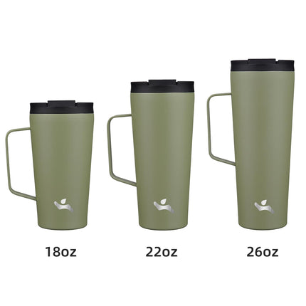 Konokyo Insulated Tumbler with Handle and Straw, 22 OZ Travel Coffee Mug Stainless Steel Cup Metal Water Bottle,Camp Green