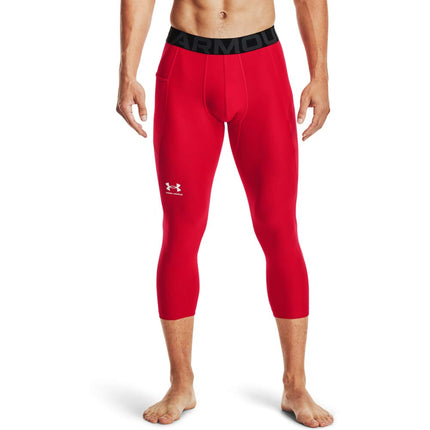Under Armour Mens HeatGear Armour 3/4 Leggings, Red (600)/White, X-Large Tall