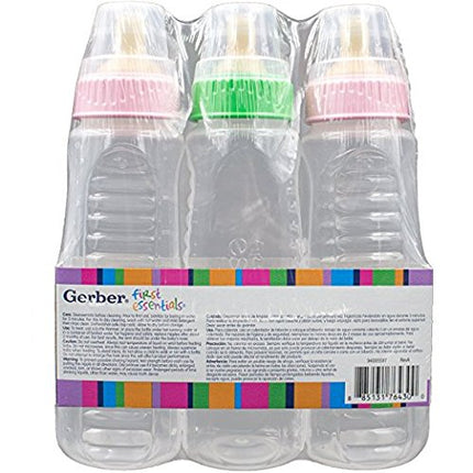 Gerber First Essential Clear View Plastic Nurser With Latex Nipple, BPA Free, Assorted Colors, 3 Pack