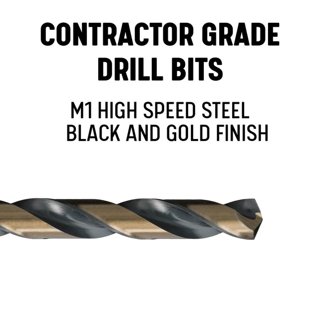Drill America 1-13/64" Reduced Shank High Speed Steel Black & Gold Contractor Drill Bit with 3-Flat 1/2" Shank, KFD3F Series