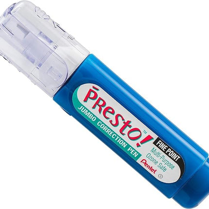 Pentel Presto! Jumbo Correction Pen, Fine Point, Metal Tip, White, 12 ml/0.4 fl.oz. 2 Pack (ZL31WBP-K6)
