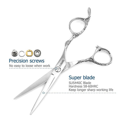 Hair Scissors 5.5 Inch Professional Hair Shears Hair Cutting Scissors Haircut Scissors Sharp Barber Scissors 440C Barber Shears Hairdresser Scissors Rose handle KINSARO