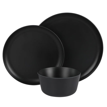 Gibson Home Fairhope 12 Piece Melamine Dinnerware Set - Matte Black