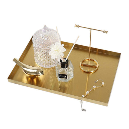 FREELOVE Stianless Steel Serving Vanity Tray - Gold Tray - Geometric (Gold 12, Rectangle 8'' by 12'')