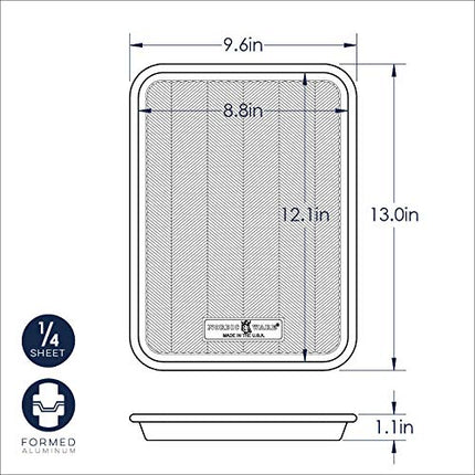 Nordic Ware Prism Quarter Sheet, Aluminium Baking Sheet with Improved Airflow, Premium Bakeware Made in The USA, Silver,L: 12.1" x W: 8.8" x H: 1.1"