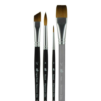 Princeton Aqua Elite Fine Art Watercolours Brushes, Synthetic Kolinsky Sable, 4 Piece Brush Set, Short Handle, For Professionals & Students