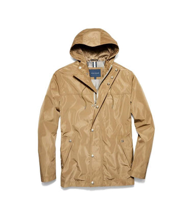 Cole Haan Men's Hooded Rain Jacket, Khaki, Large