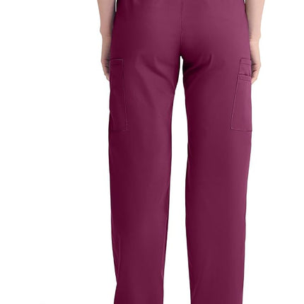 Dickies EDS Signature Scrubs for Women, Elastic Waist Pull-On Cargo Pants for Women in Soft Brushed Poplin 86106, Wine, S Petite