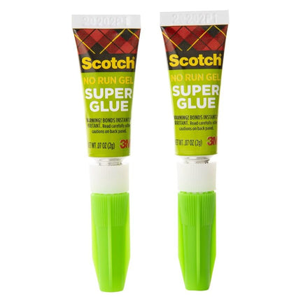 Scotch Super Glue Gel 0.7 oz (2gr.) por tubo | Color transparente | Adhesión fuerte | Unión instantánea | Pegamento líquido con aplicador de precisión | Multiusos | Secado rápido | Superpegamento | 2 tubos/paquete