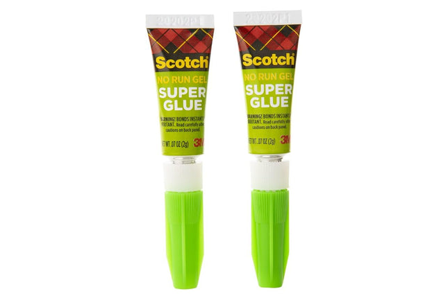 Scotch Super Glue Gel 0.7 oz (2gr.) por tubo | Color transparente | Adhesión fuerte | Unión instantánea | Pegamento líquido con aplicador de precisión | Multiusos | Secado rápido | Superpegamento | 2 tubos/paquete