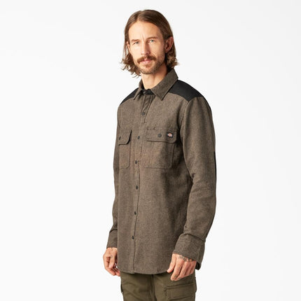 Dickies Mens Heavyweight Flannel Work Shirt, Military Green, Medium