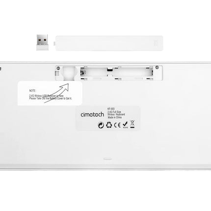 Clavier sans fil cimetech, Clavier pleine taille avancé 2.4G avec pavé numérique, Clavier ergonomique silencieux 110 touches, pour ordinateur portable, de bureau, PC, Mac, Windows 10/8/7/XP, pile incluse - Gris