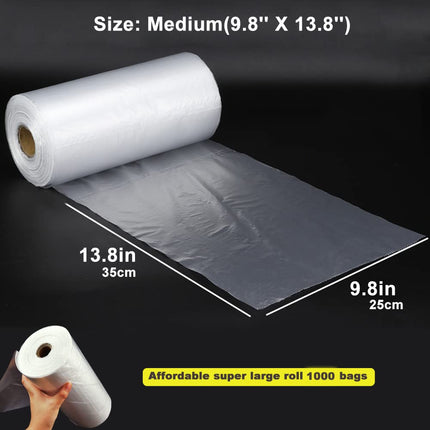 Younber 9.8 X 13.8 Inch Plastic Produce Bags Roll, 1000 Bags of 1 Big Roll for Fruits, Vegetable, Bread, Clear Kitchen Food Storage Bags (Medium)