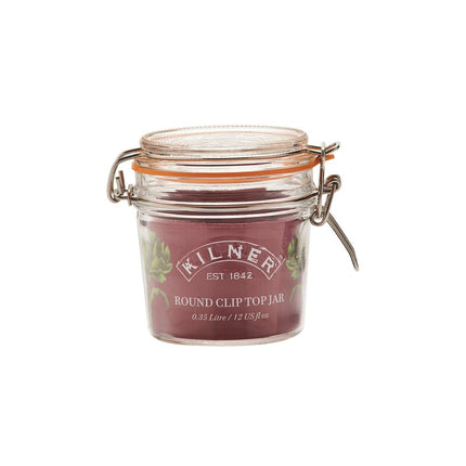 Kilner Round Clip Top Jar 0.35 Litre (350ml) Airtight Glass Storage Jar for Preserving Spices Dry Foods Reusable