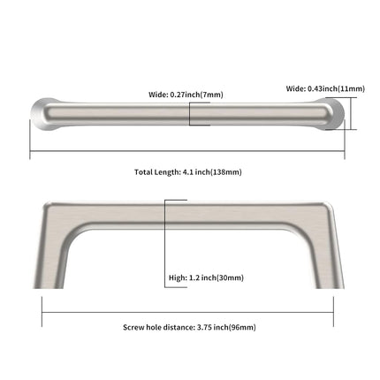 Asidrama 10 Pack 3.75 Inch(96mm) Brushed Satin Nickel Cabinet Pulls Cabinet Handles Cupboard Handles Kitchen Cabinet Hardware for Cupboard Drawer Pulls