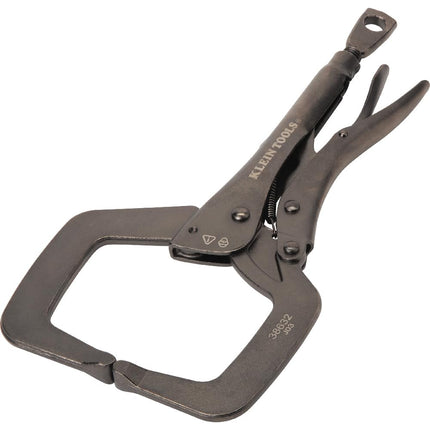 Klein Tools 38632 C-Clamp Locking Pliers with Standard Jaws, Intuitive Thumb Knob, Adjustable Clamp for Home, Shop, Woodworking, 11-Inch