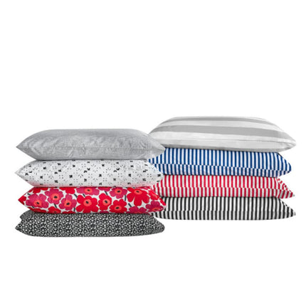MARIMEKKO - Queen Sheets, Cotton Percale Bedding Set, Crisp & Cool Home Decor (Pikkuninen Unikko Grey, Queen)