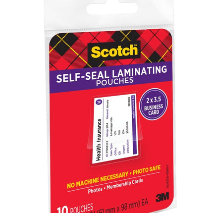 Scotch Self-Sealing Laminating Pouches, Business Card Size (LS851-10G)