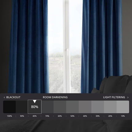 HPD Half Price Drapes Heritage Plush Velvet Curtains for Living Room 50 X 108 (1 Panel), VPYC-198604-108, Pisces Blue