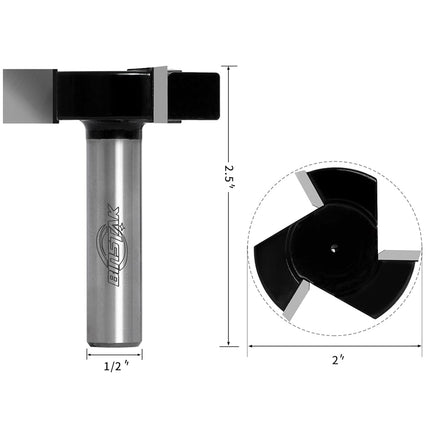 Mèche de défonceuse pour panneau martyr CNC, queue de 1/2 pouce, diamètre de coupe de 2 pouces, mèche de défonceuse à planer, fraise à bois, outil de menuiserie par NITOMAK (carbure)