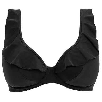 Freya Women's Standard Jewel Cove Underwired High Apex Bikini Top, Plain Black, 3 6DD US