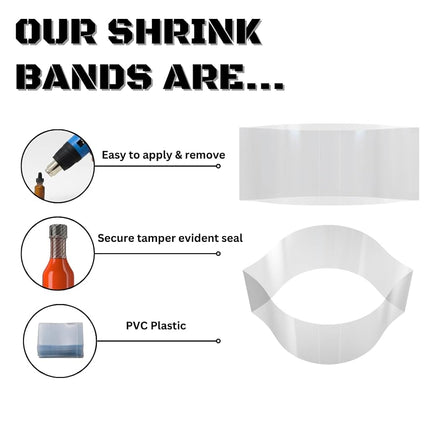 Tamper Seal Heat Shrink Neck Wrap Bands Perforated for Sealing Bottles [Many Different Sizes] (Pack of 250), C) Pack of 1,000 (Clear), 94 x 28 Fits 2" - 2 1/4" [50mm - 57mm]