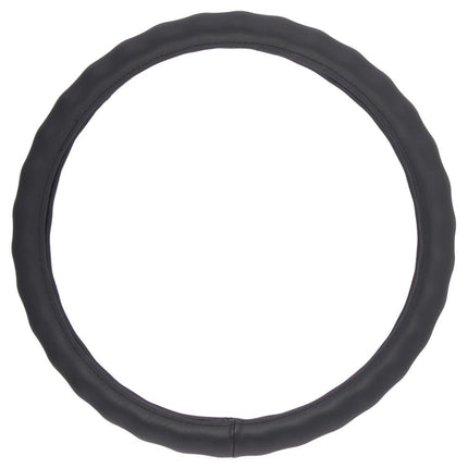 BDK SW-899-LK Black Leather Car Steering Wheel Cover Large Size 15.5 to 16 inch, Easy Installation