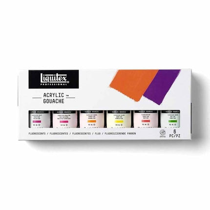 Pintura Gouache Acrílica Profesional Liquitex, 6 x 59 ml (2 oz), Set de Fluorescentes