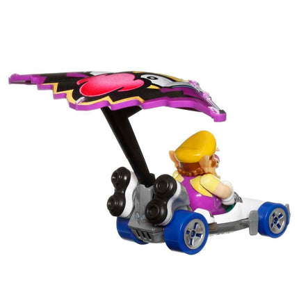 Hot Wheels Miniature Car Mario Kart Glider Wario B-Dasher Wario Wing Super Mario - Scale 1:64 Length 2 in