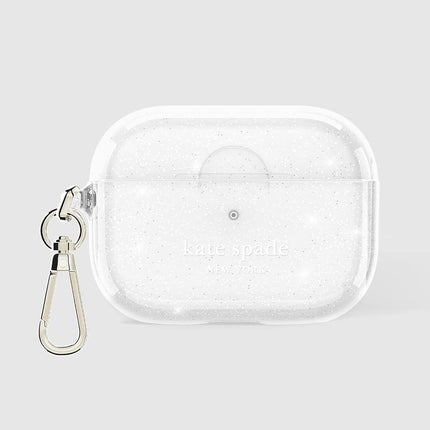 kate spade new york AirPods Pro Protective Case with Keychain Ring -That Sparkle Silver, Compatible with AirPods Pro 2nd / 1st Generation