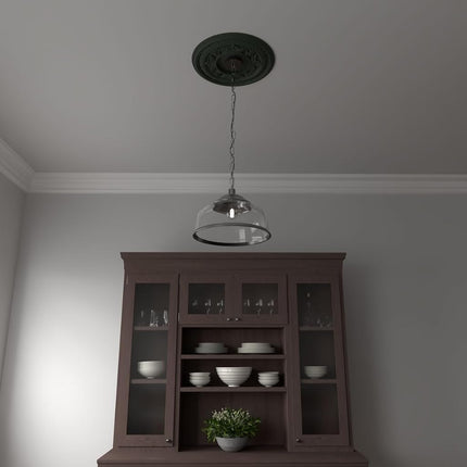 Ekena Millwork CMP16BAGHC Baltimore Thermoformed PVC Ceiling Medallion (Fits Canopies up to 6 1/2"), 16"OD, UltraCover Satin Hunt Club Green